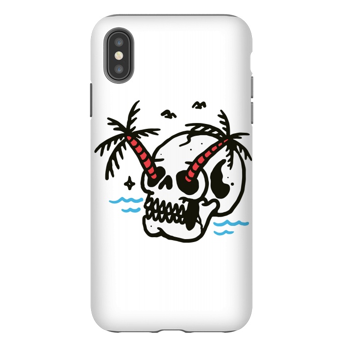 iPhone Xs Max StrongFit Skull Coconut Trees by Afif Quilimo