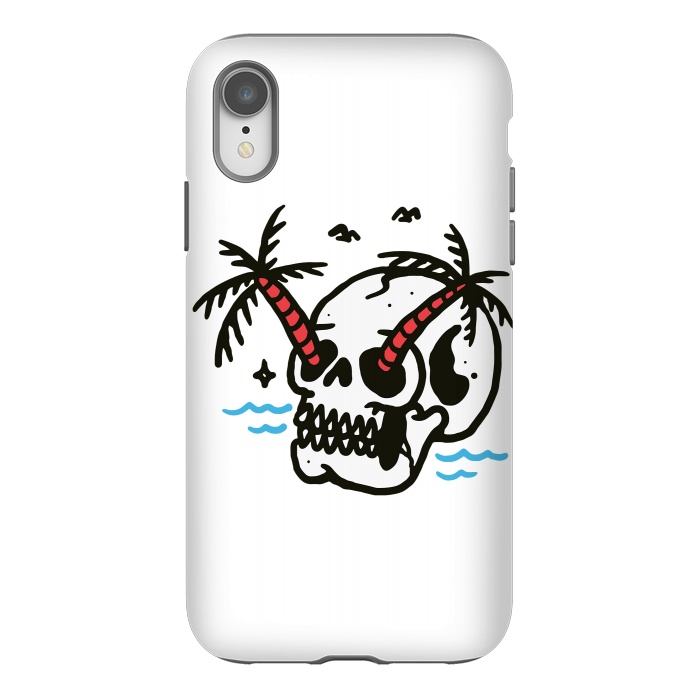 iPhone Xr StrongFit Skull Coconut Trees by Afif Quilimo