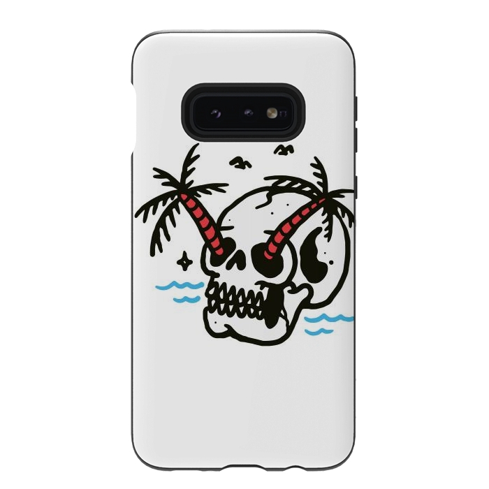 Galaxy S10e StrongFit Skull Coconut Trees by Afif Quilimo