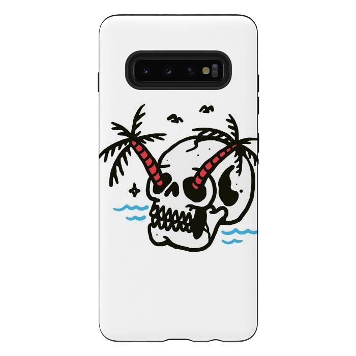 Galaxy S10 plus StrongFit Skull Coconut Trees by Afif Quilimo