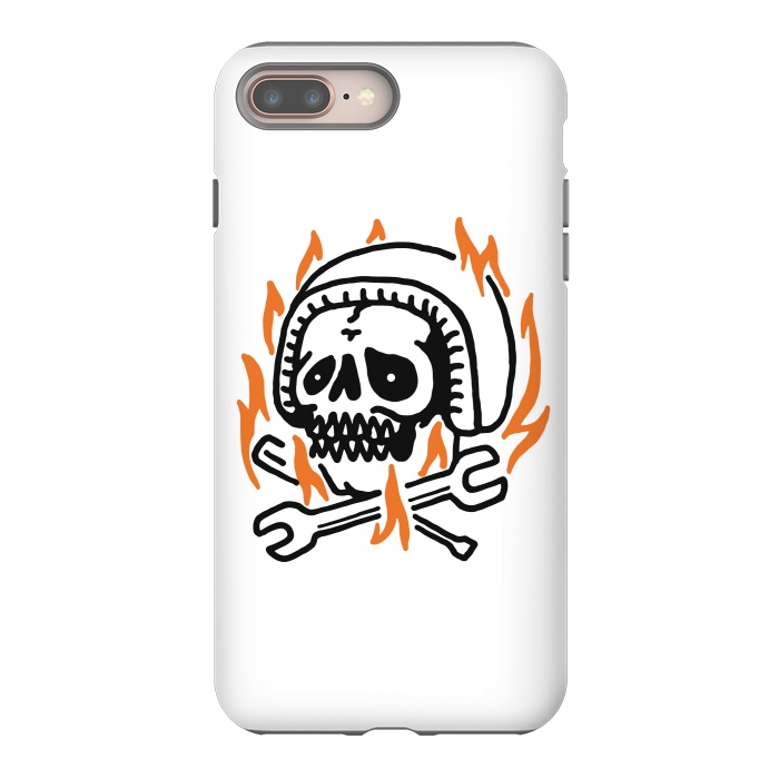 iPhone 7 plus StrongFit Skull Biker Fire by Afif Quilimo