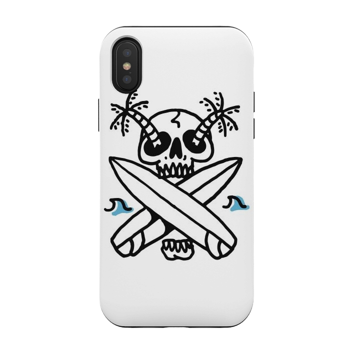 iPhone Xs / X StrongFit Skull Surf Beach by Afif Quilimo