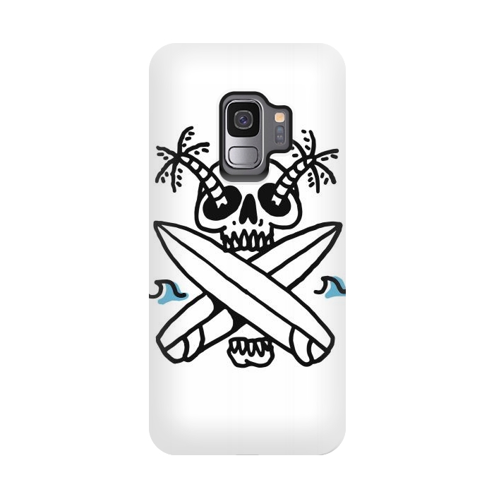 Galaxy S9 StrongFit Skull Surf Beach by Afif Quilimo