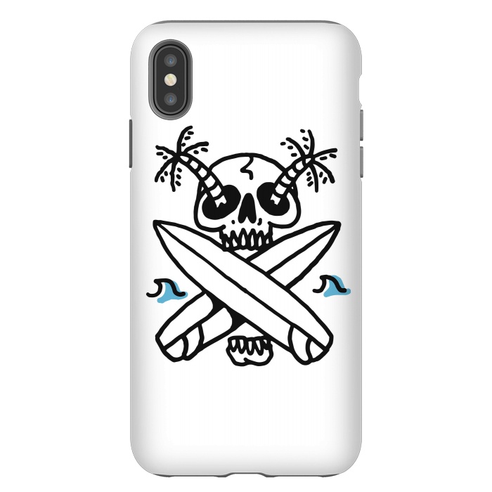 iPhone Xs Max StrongFit Skull Surf Beach by Afif Quilimo