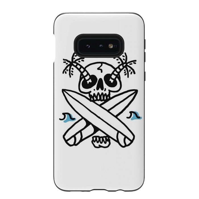 Galaxy S10e StrongFit Skull Surf Beach by Afif Quilimo