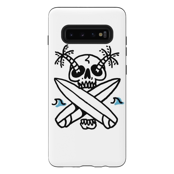 Galaxy S10 plus StrongFit Skull Surf Beach by Afif Quilimo