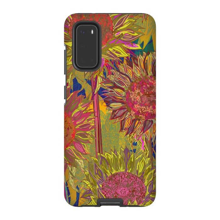 Galaxy S20 StrongFit Sunflowers by Lotti Brown