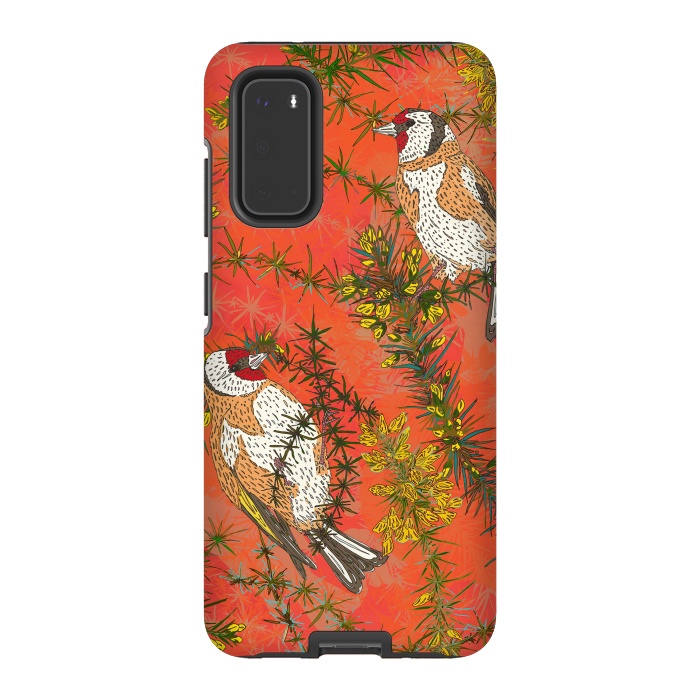 Galaxy S20 StrongFit Goldfinches in Gorse by Lotti Brown