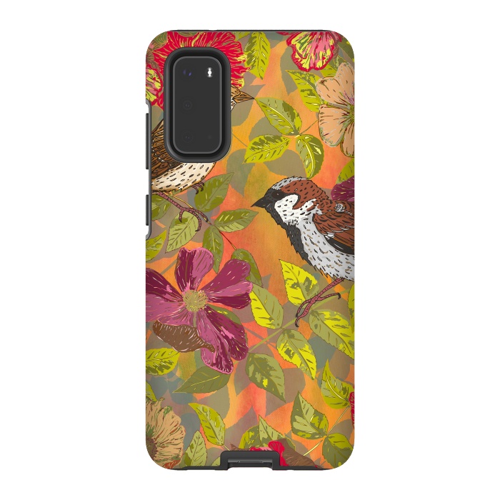 Galaxy S20 StrongFit Sparrow and Wild Rose by Lotti Brown
