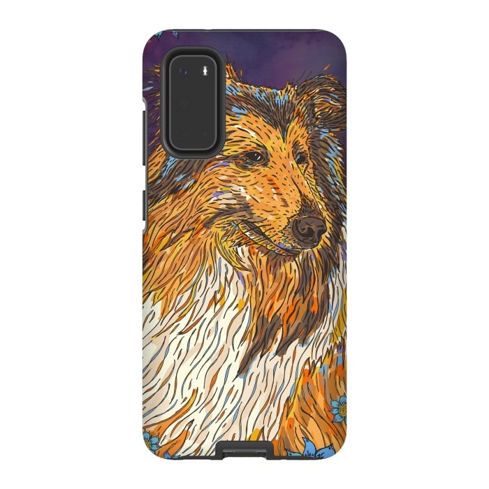 Galaxy S20 StrongFit Rough Collie by Lotti Brown