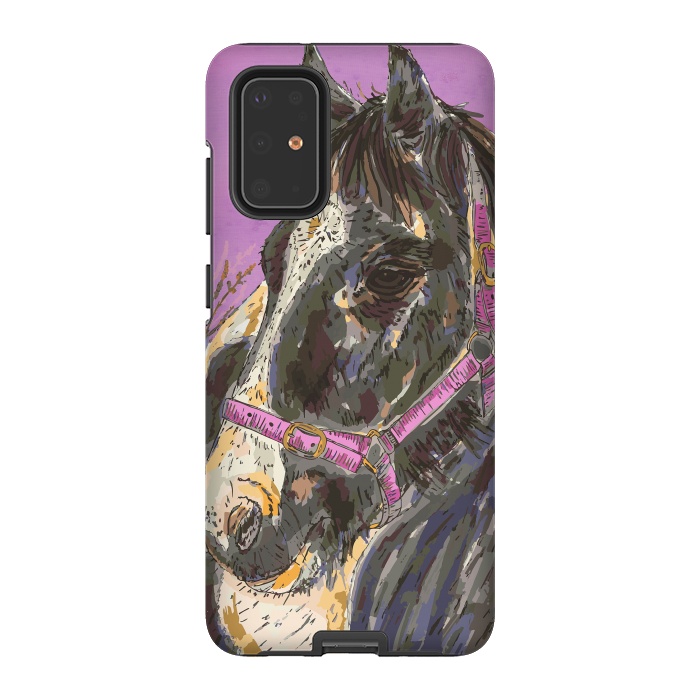 Galaxy S20 Plus StrongFit Black and White Horse by Lotti Brown