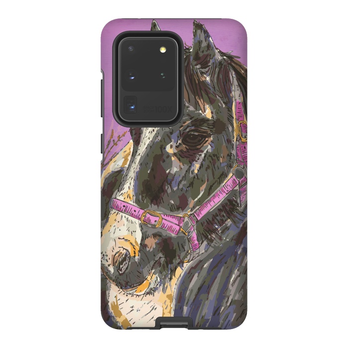 Galaxy S20 Ultra StrongFit Black and White Horse by Lotti Brown
