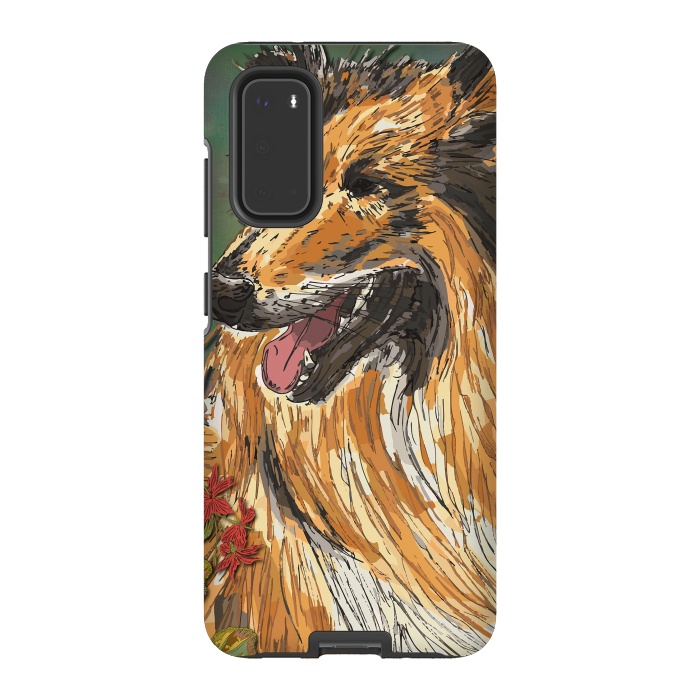 Galaxy S20 StrongFit Rough Collie (Summer) by Lotti Brown