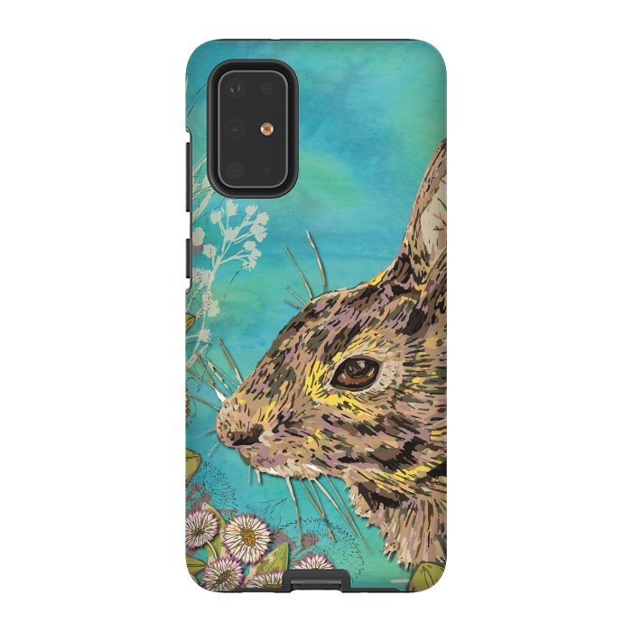 Galaxy S20 Plus StrongFit Rabbit and Daisies by Lotti Brown