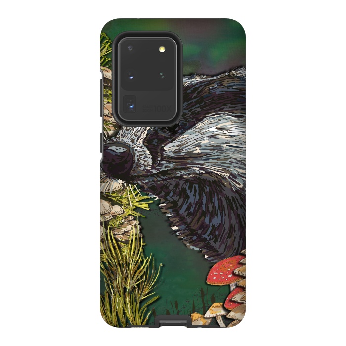 Galaxy S20 Ultra StrongFit Badger Woodland Walk by Lotti Brown