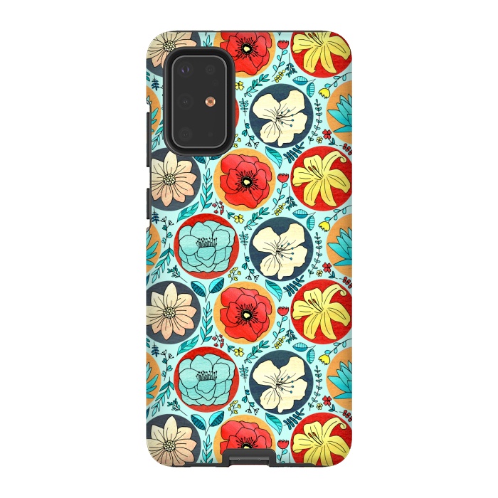 Galaxy S20 Plus StrongFit Polka Dot Floral On Navy  by Tigatiga