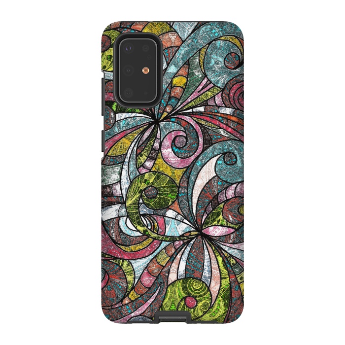 Galaxy S20 Plus StrongFit Drawing Floral Zentangle G203 by Medusa GraphicArt