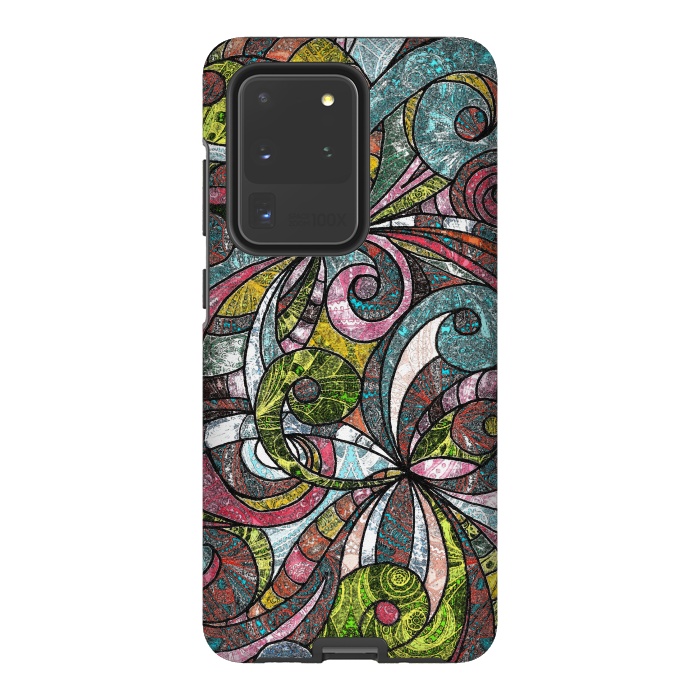 Galaxy S20 Ultra StrongFit Drawing Floral Zentangle G203 by Medusa GraphicArt