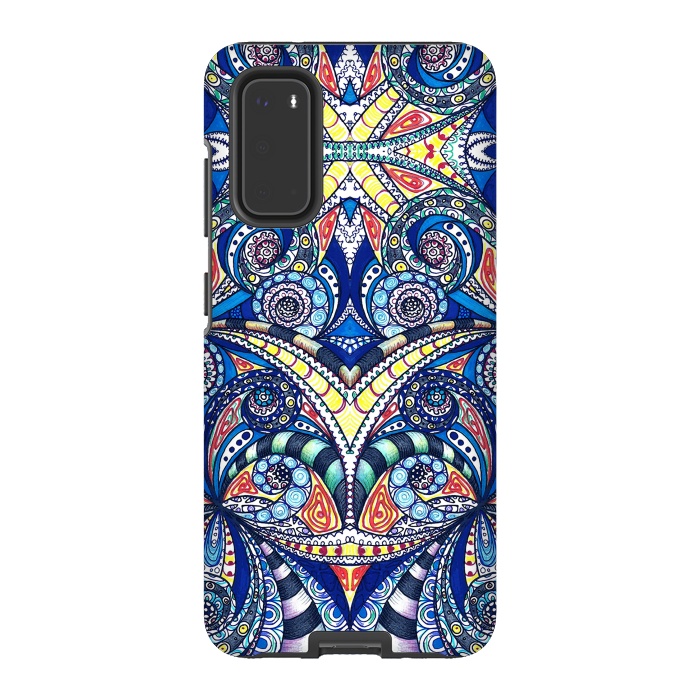 Galaxy S20 StrongFit Drawing Floral Zentangle G7B by Medusa GraphicArt