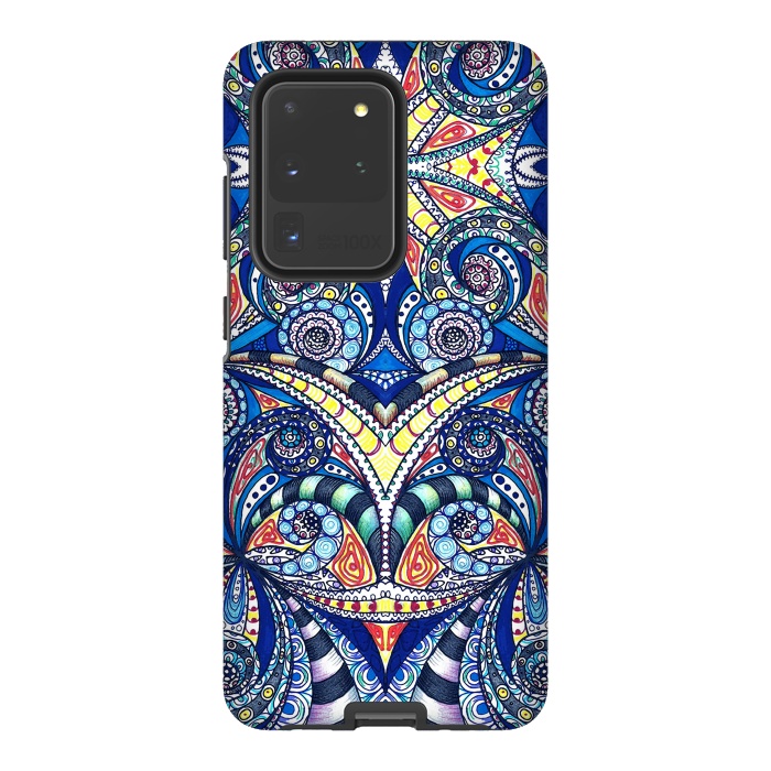 Galaxy S20 Ultra StrongFit Drawing Floral Zentangle G7B by Medusa GraphicArt