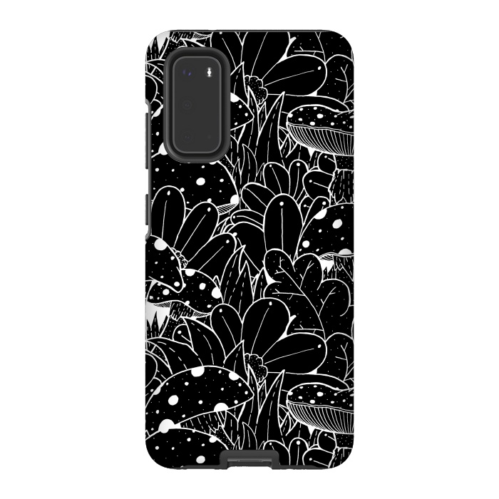 Galaxy S20 StrongFit Black and white autumn pattern by Steve Wade (Swade)