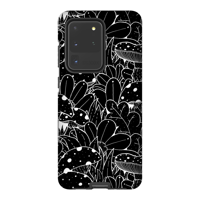 Galaxy S20 Ultra StrongFit Black and white autumn pattern by Steve Wade (Swade)