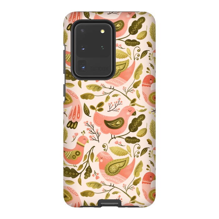 Galaxy S20 Ultra StrongFit Peachy Keen Birds by Noonday Design