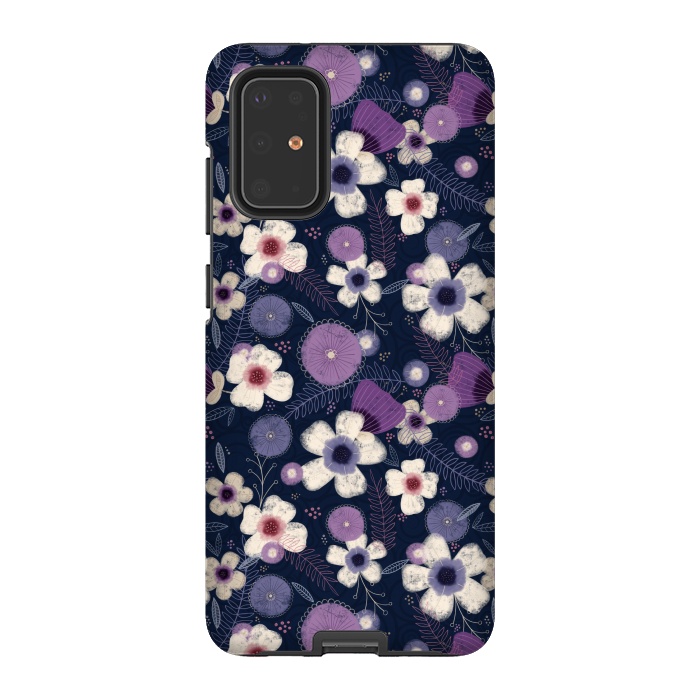 Galaxy S20 Plus StrongFit Navy & Purple Floral by Noonday Design