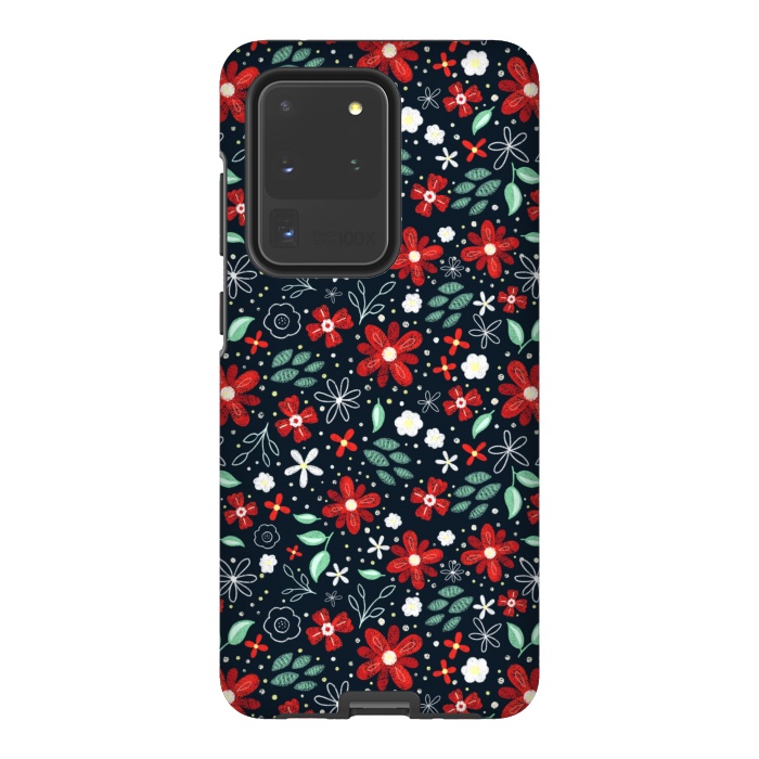 Galaxy S20 Ultra StrongFit Little Christmas Flowers by Noonday Design
