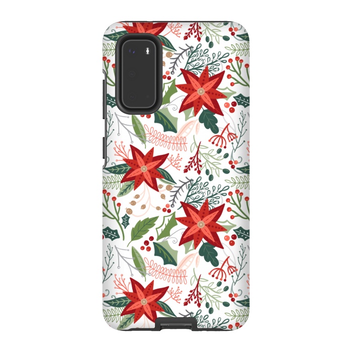 Galaxy S20 StrongFit Festive Poinsettias by Noonday Design