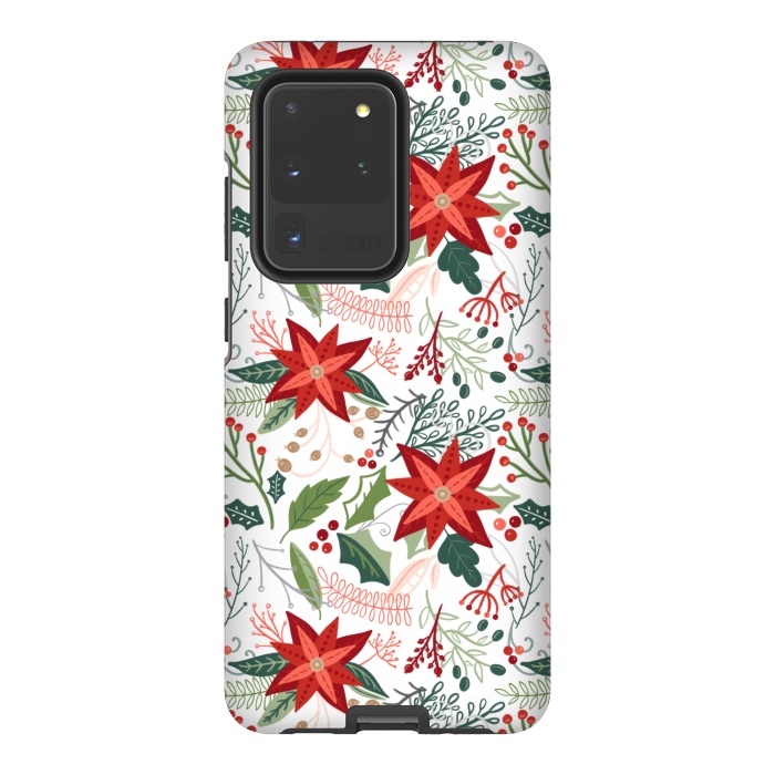 Galaxy S20 Ultra StrongFit Festive Poinsettias by Noonday Design