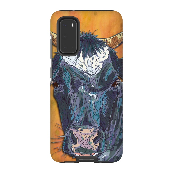 Galaxy S20 StrongFit Cow in Yellow by Lotti Brown