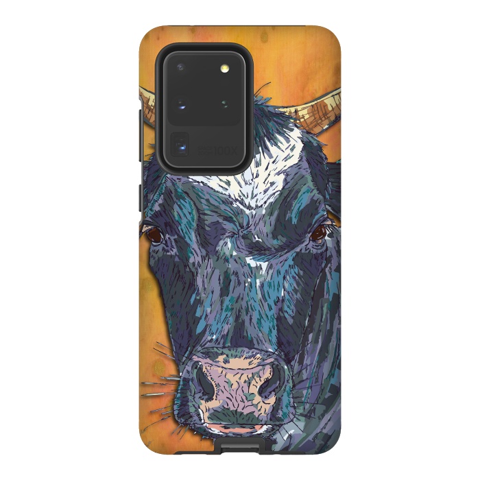 Galaxy S20 Ultra StrongFit Cow in Yellow by Lotti Brown