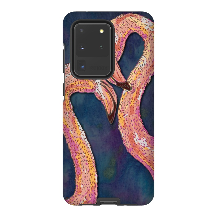 Galaxy S20 Ultra StrongFit Pink Flamingos by Lotti Brown