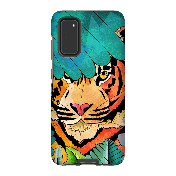 Galaxy S20 StrongFit Jungle tiger hunter by Steve Wade (Swade)