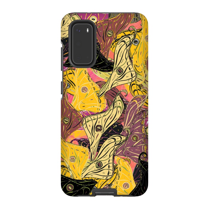 Galaxy S20 StrongFit Boho Butterfly Wings - Yellow & Black by Lotti Brown