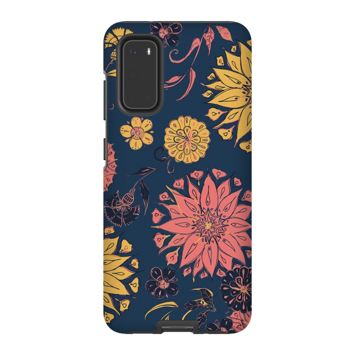 Galaxy S20 StrongFit Multi-Florals - Blue, Pink & Yellow by Lotti Brown