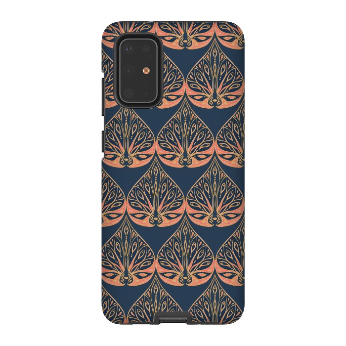 Galaxy S20 Plus StrongFit Art Deco - Blue & Coral by Lotti Brown