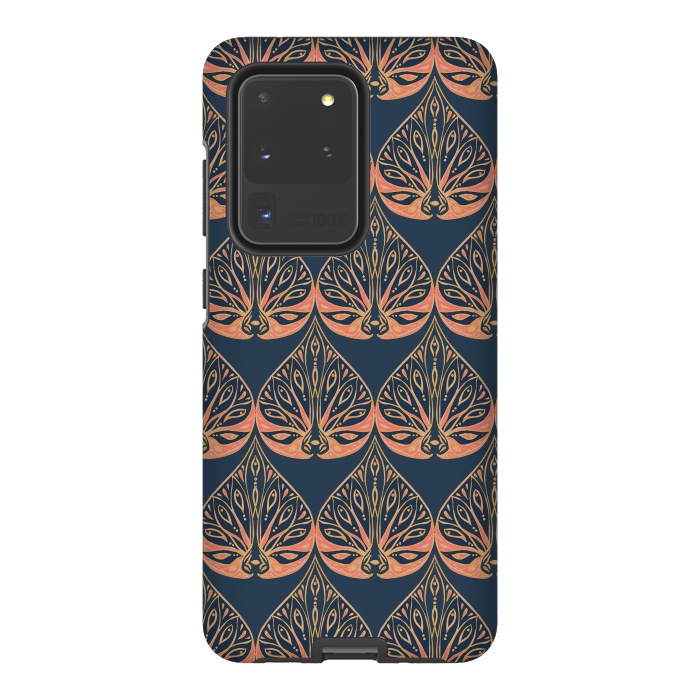 Galaxy S20 Ultra StrongFit Art Deco - Blue & Coral by Lotti Brown