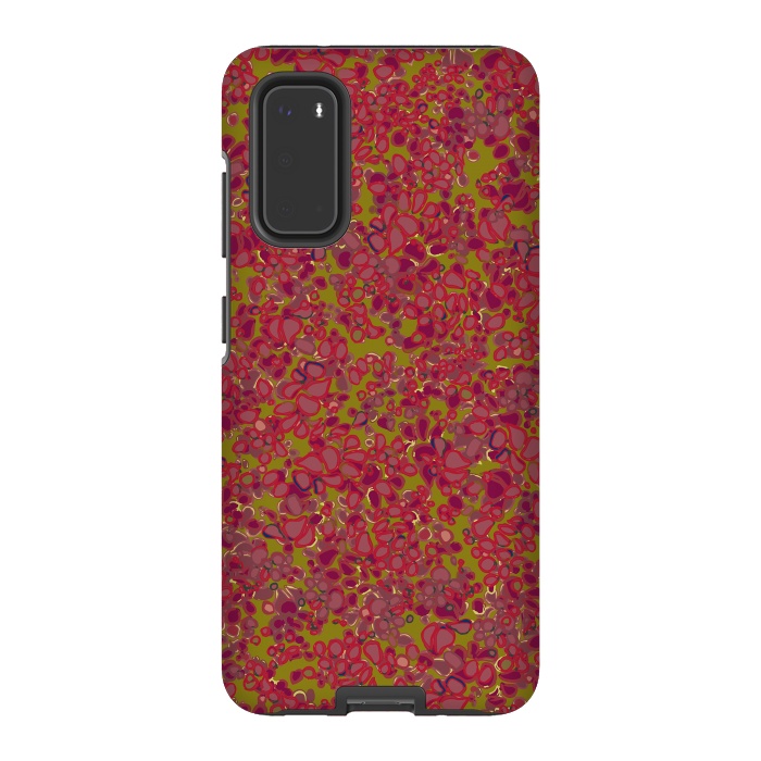 Galaxy S20 StrongFit Tiny Circles - Red & Green by Lotti Brown