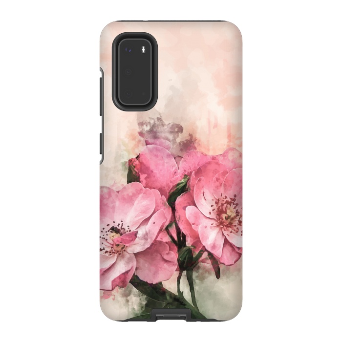 Galaxy S20 StrongFit Vintage Pink Flower by Creativeaxle