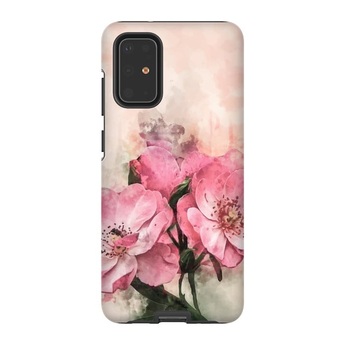 Galaxy S20 Plus StrongFit Vintage Pink Flower by Creativeaxle