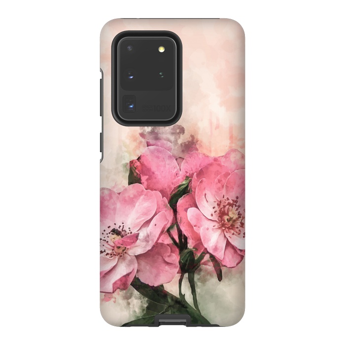Galaxy S20 Ultra StrongFit Vintage Pink Flower by Creativeaxle