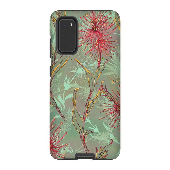 Galaxy S20 StrongFit Red Gum Flower by Lotti Brown
