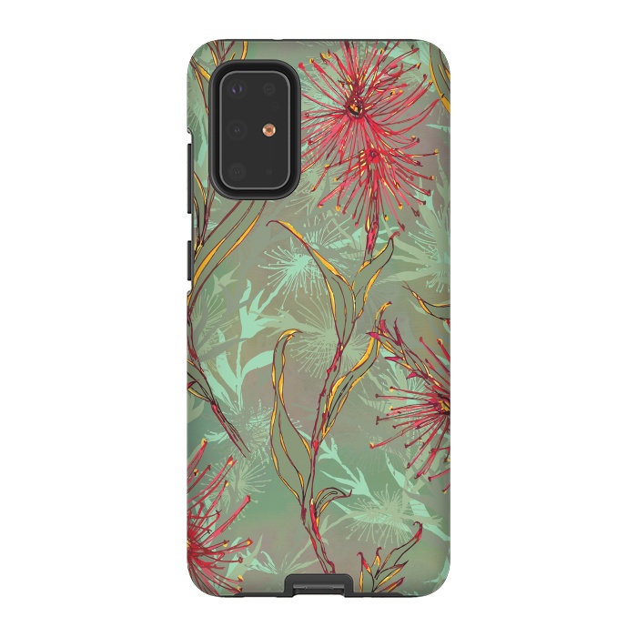 Galaxy S20 Plus StrongFit Red Gum Flower by Lotti Brown