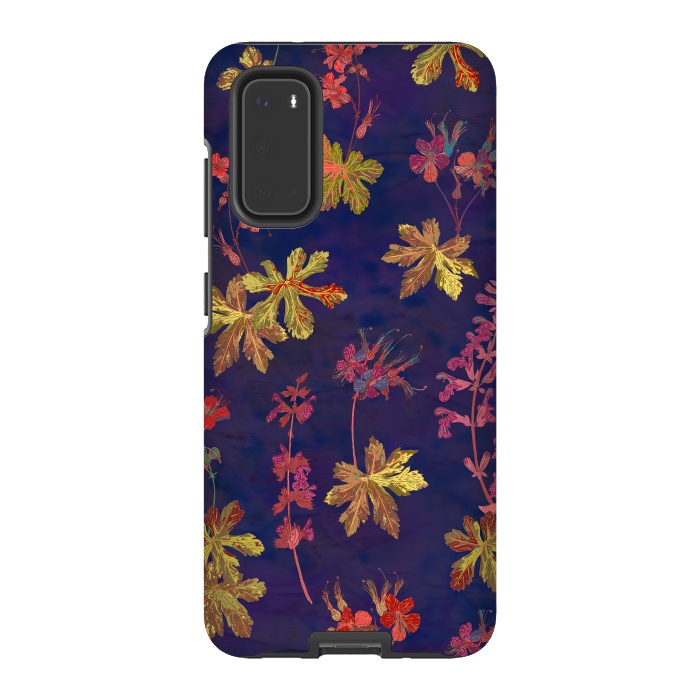 Galaxy S20 StrongFit Blue Geraniums by Lotti Brown