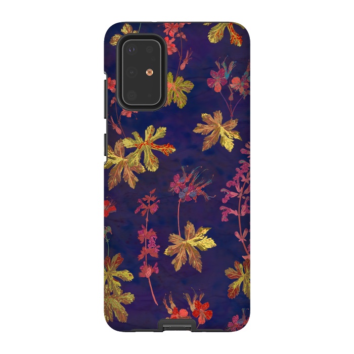 Galaxy S20 Plus StrongFit Blue Geraniums by Lotti Brown