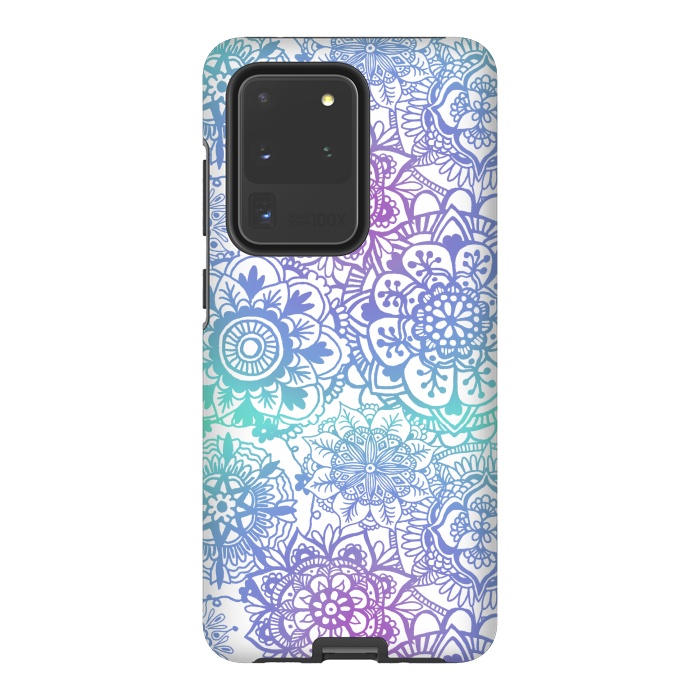Galaxy S20 Ultra StrongFit Pastel Purple and Blue Mandala Pattern by Julie Erin Designs