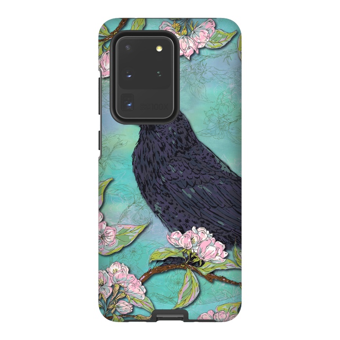 Galaxy S20 Ultra StrongFit Raven & Apple Blossom by Lotti Brown
