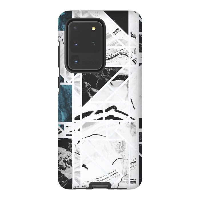 Galaxy S20 Ultra StrongFit Ink brushed marble tiles by Oana 